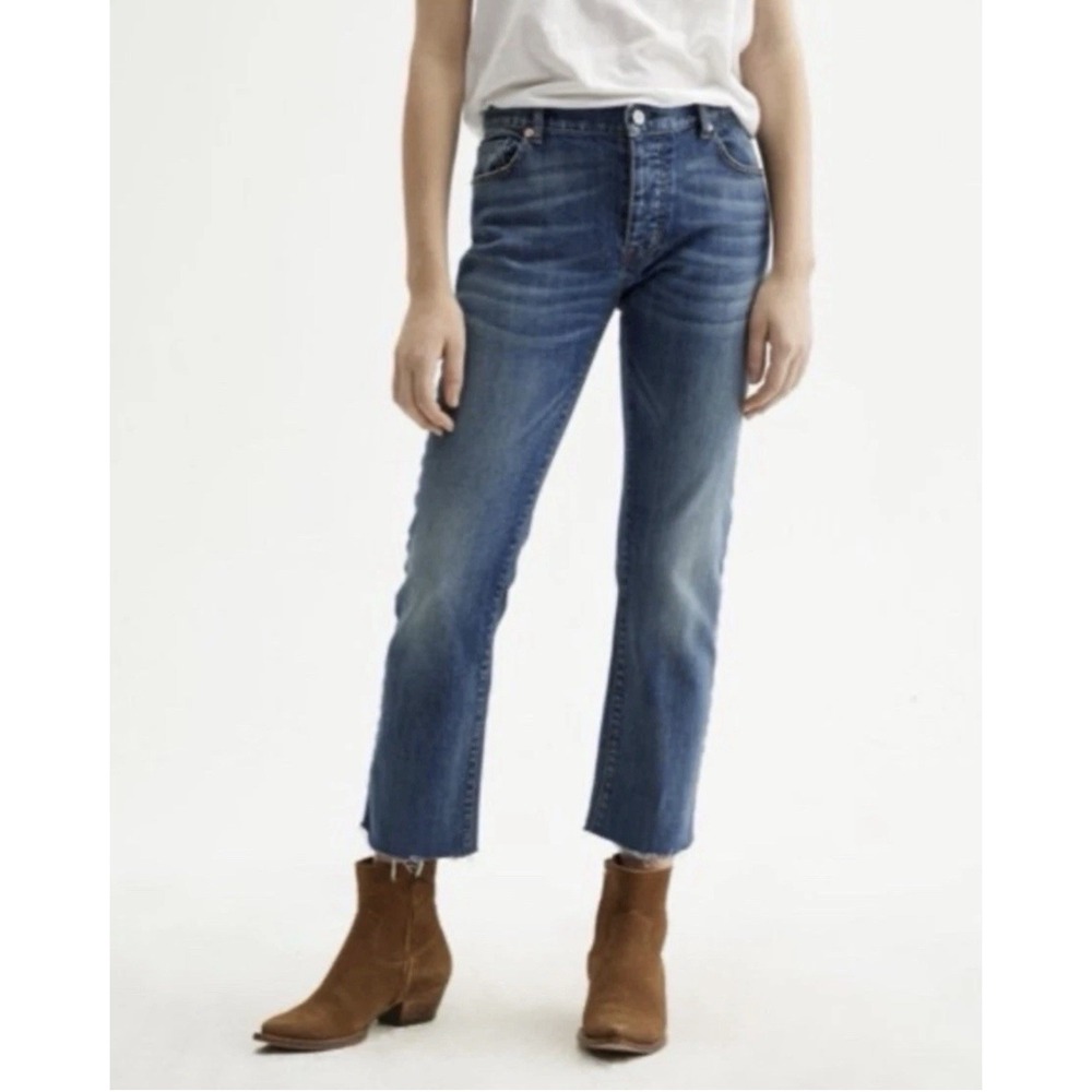 Nili Lotan Mid Rise Boyfriend Cropped Jeans Women 28 Straight Leg Frayed USA